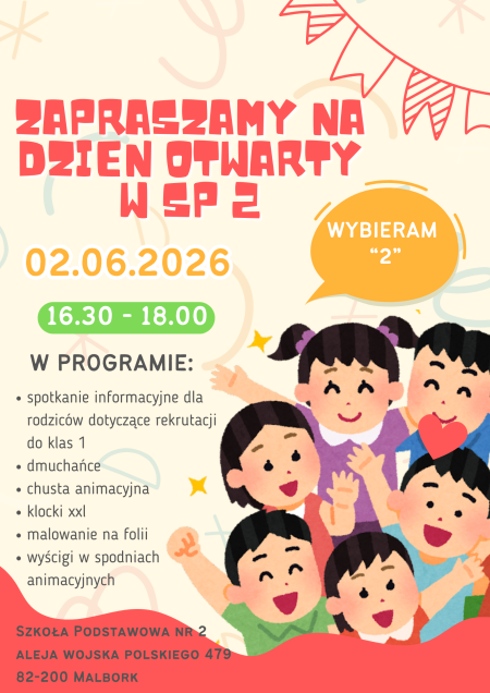 Zapraszamy na dzień otwarty szkoły 2 czerwca